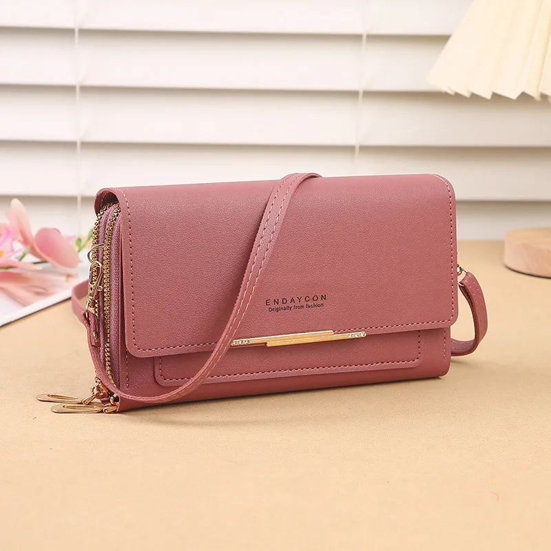 2024 New Women's Wallet Korean Multifunctional Shoulder Bag Mid-length Clutch Coin Purse - Hot Pink