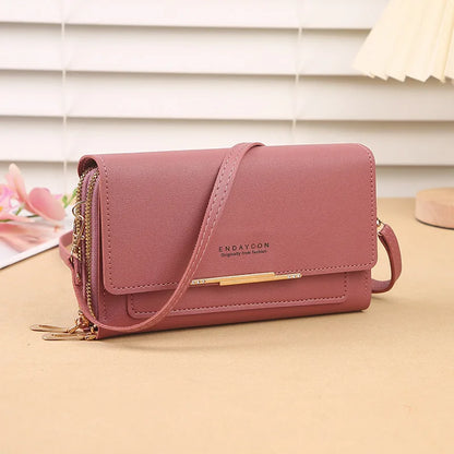 2024 New Women's Wallet Korean Multifunctional Shoulder Bag Mid-length Clutch Coin Purse - Hot Pink