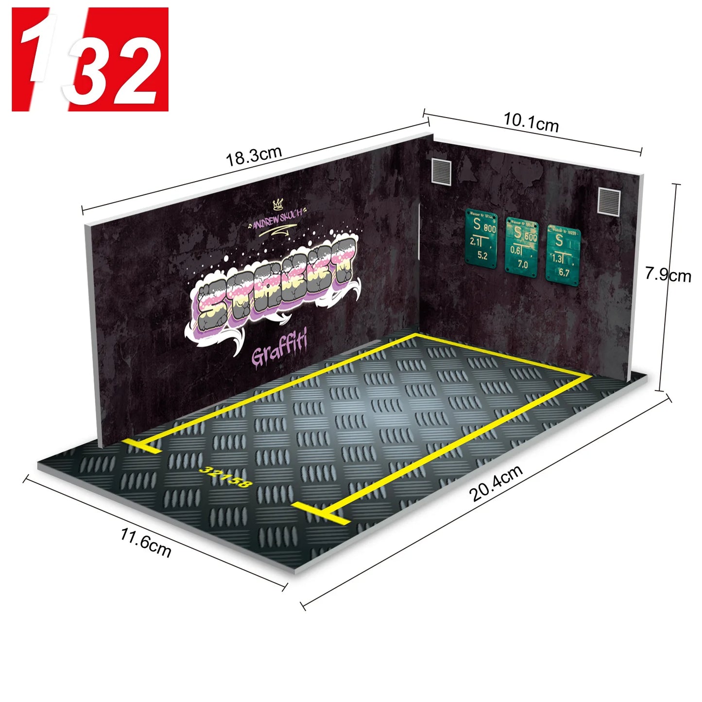 Diorama 1 32 Model Parking Space Diecast Car Miniature Cars Alloy Model PVC Board Scene Garage Background Wall DIY Ornament -