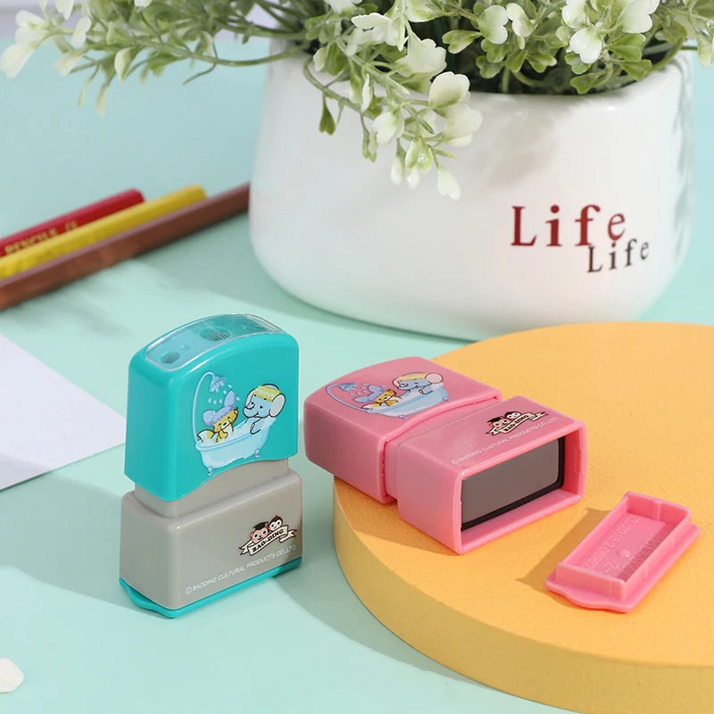 Personalized Kids Name Stamp-Custom Waterproof Seal Stamps for School,Durable Non-Fading Ink, Travel Case & Educational Tools