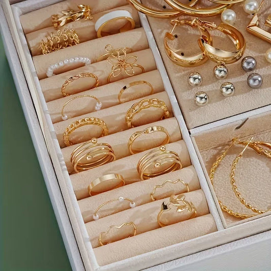 86 Pcs Fashion Jewelry Set For Women Pearl Alloy Earrings Necklaces Rings Bracelets Stackable Boho Jewelry Party Daily No Box