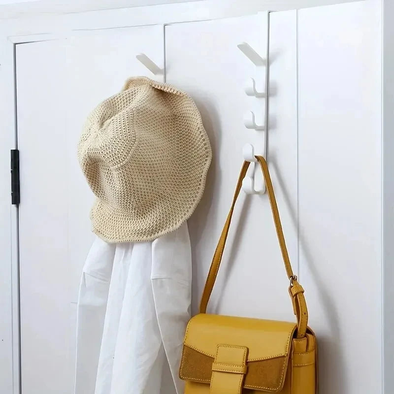 1pc Bedroom Door Hanger Clothes Hanging Rack Over The Door Plastic Home Storage Organization Hooks, Purse Holder For Bags Rai