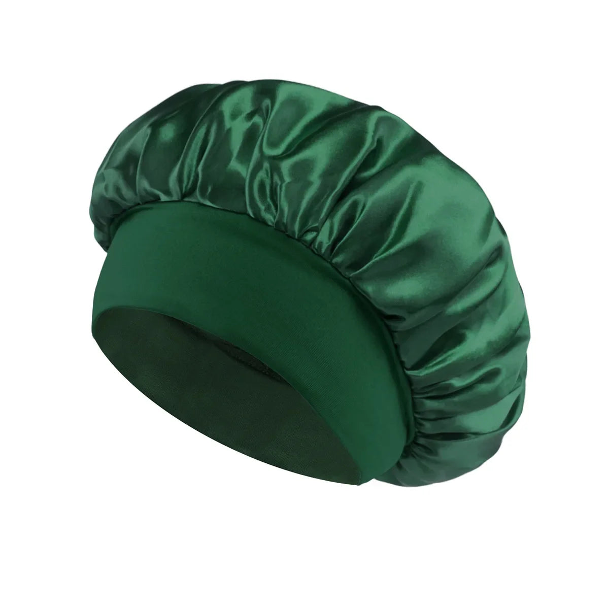 Women Satin Bonnet Hair Bonnet for Sleeping Hair Care Silk Bonnets Solid Wide-brimmed Sleeping Hat with Elastic Soft Band - d
