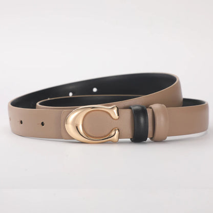 Women's Fashionable Belt C-shaped Buckle Smooth Buckle Temperament Double-sided Gift For Mother Using Belt
