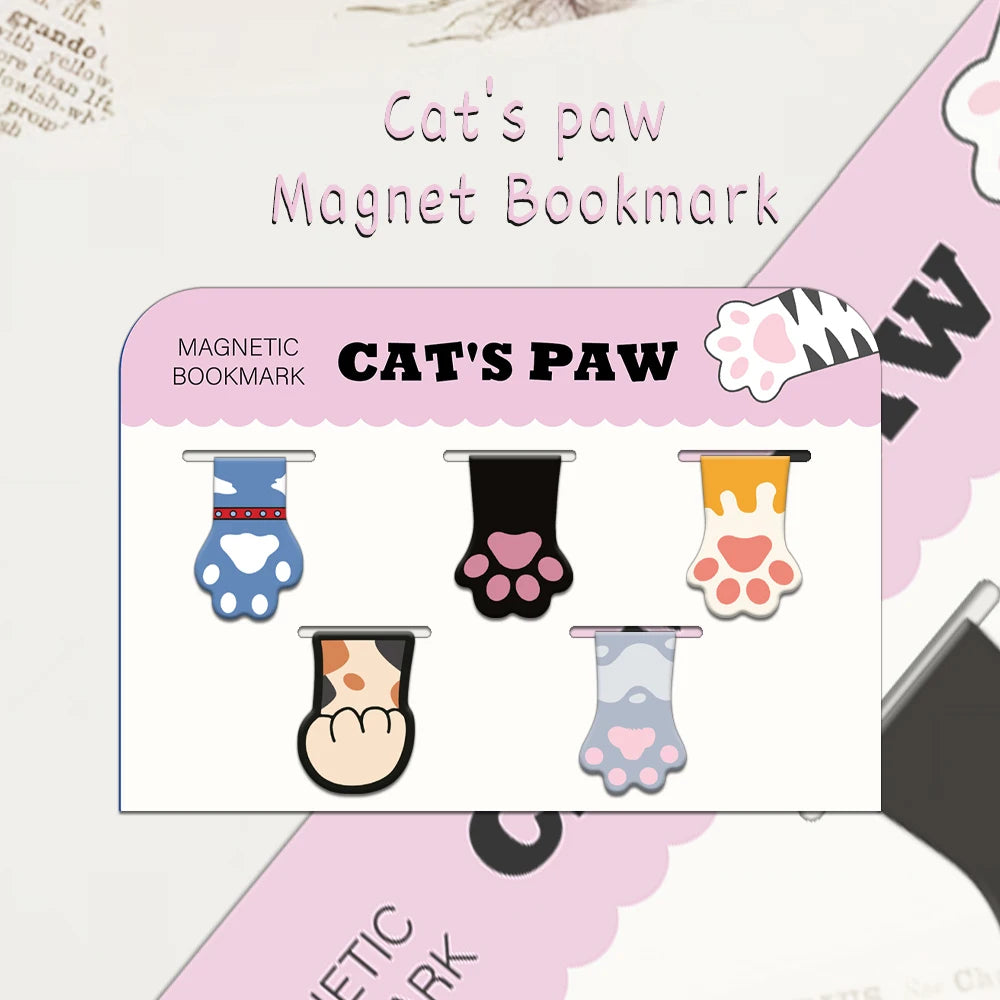 5PCS Creative New Product Cat Claw Magnetic Bookmark Student Supplies Books Interpage Decoration Bookmarks - 5PCS