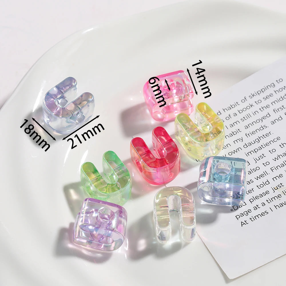 5pcs/lot Multicolour Random Letter Beads Acrylic Transparent Alphabet Bead For Jewelry Making DIY Necklace Keychain Accessori