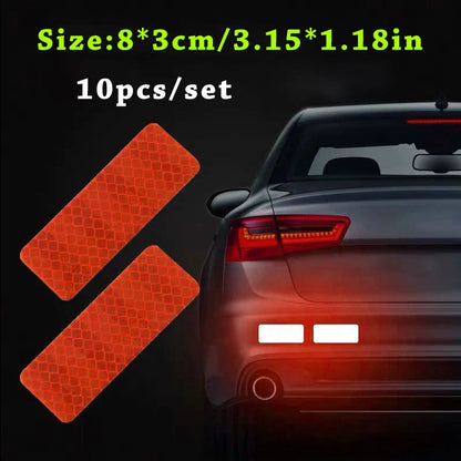 10pcs/set Car Bumper Reflective Safety Strip Stickers Car Reflective Sticker Reflective Warning Safety Tape - Orange