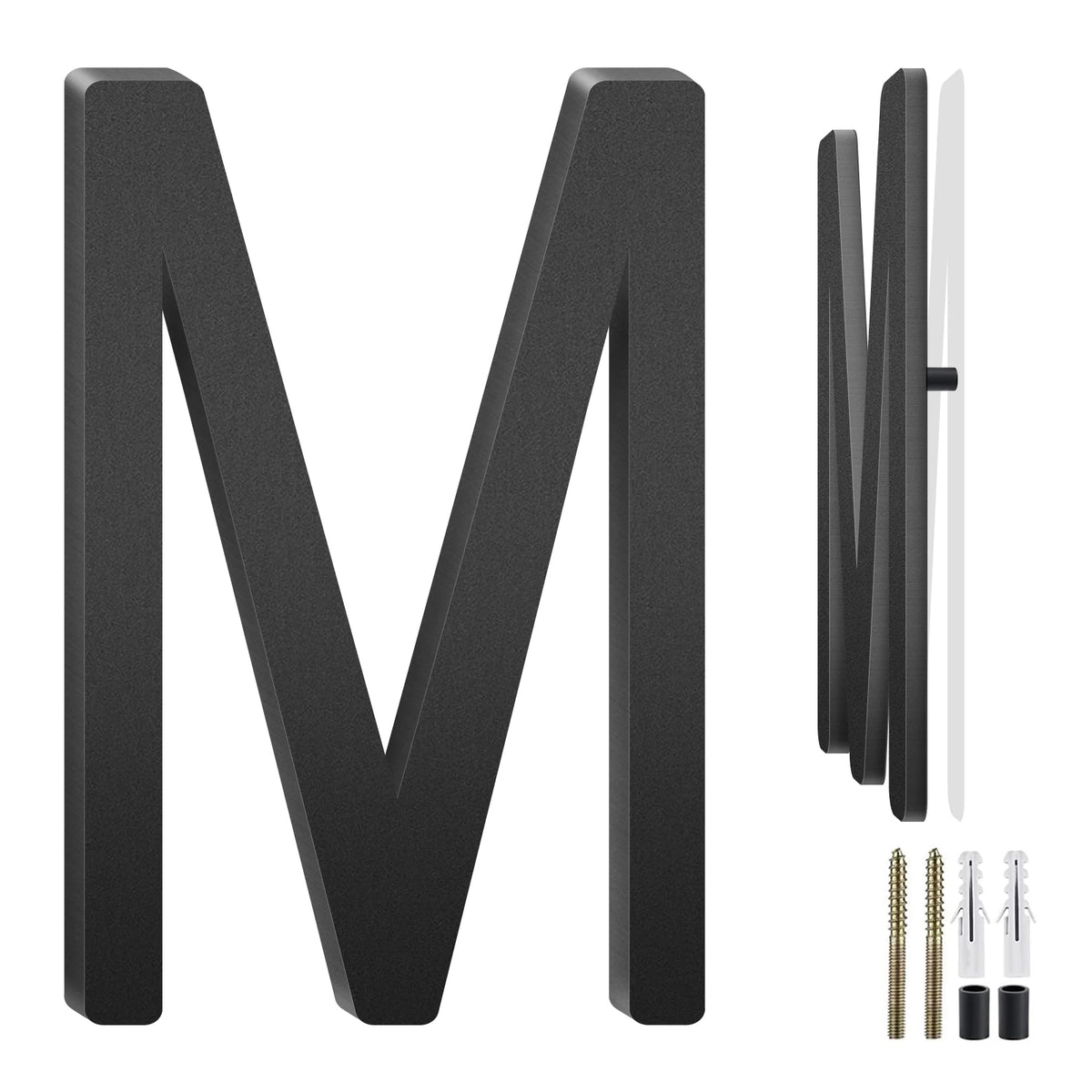 3-10 Inch Floating Aluminum House Address Numbers Letters, Modern Metal House Numbers for Outside, Black Metal Door Address L