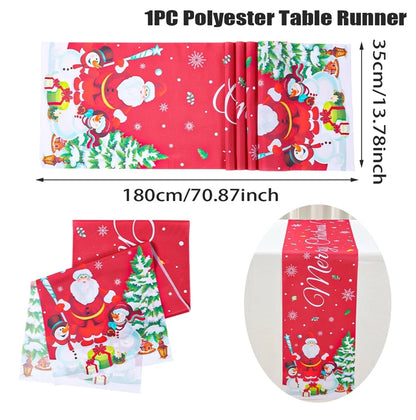 Christmas Table Runner Merry Christmas Decoration for Home Xmas Party Decor 2025 Navidad Notal Noel Ornament Happy New Year 2