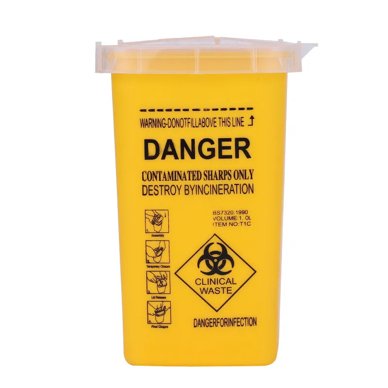 1L Yellow Red Black Tattoo Medical Plastic Sharps Container Needle Disposal Waste Box Tattoo Needle Tips Accessories - Yellow