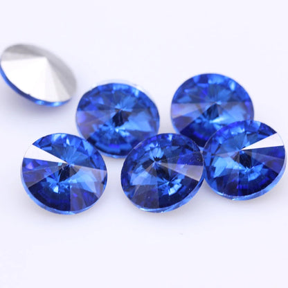 Fantastic 6/8/10/12/14/16/18/25MM Rivoli Cabochons Round Fancy Rhinestone Crystal For Applique Clothing Garment Decoration Be