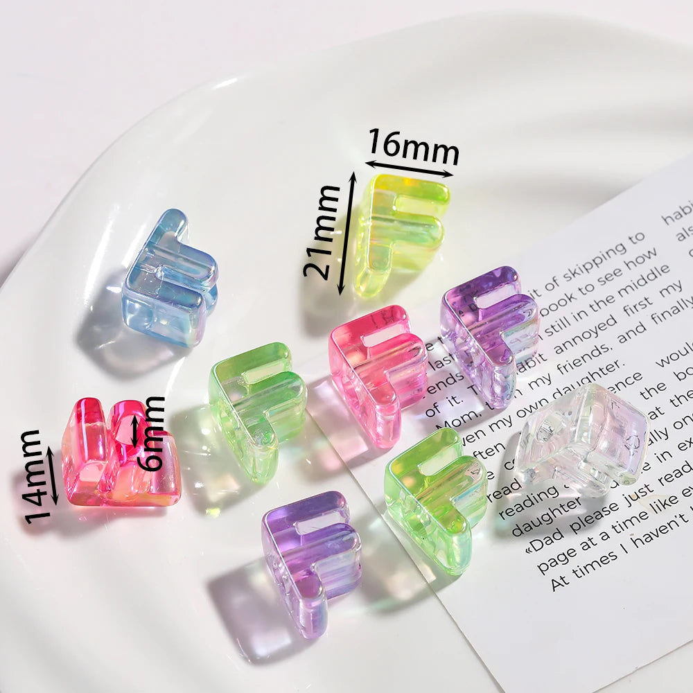 5pcs/lot Multicolour Random Letter Beads Acrylic Transparent Alphabet Bead For Jewelry Making DIY Necklace Keychain Accessori
