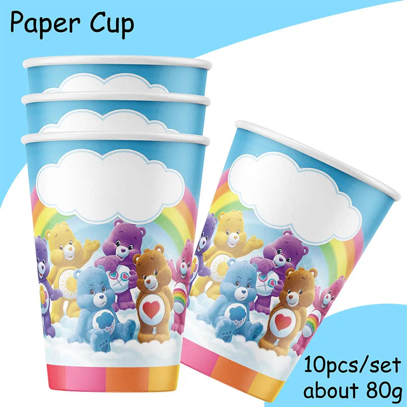 Care Bear Party Supplies Disposable Plate Napkin Tablecloth Cake Topper Gifts Bag Kids for Birthday Party Decorations Set Gif