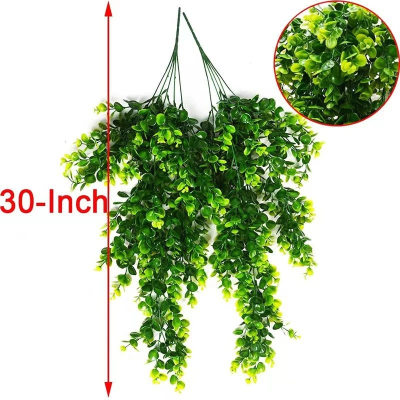 1Pcs Artificial 5Forks Rattan Eucalyptus Wall Hanging Simulation Greenery Fake Hanging Plants Vine Diy Home Outdoor Decor Pla