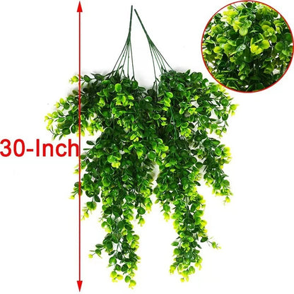 1Pcs Artificial 5Forks Rattan Eucalyptus Wall Hanging Simulation Greenery Fake Hanging Plants Vine Diy Home Outdoor Decor Pla