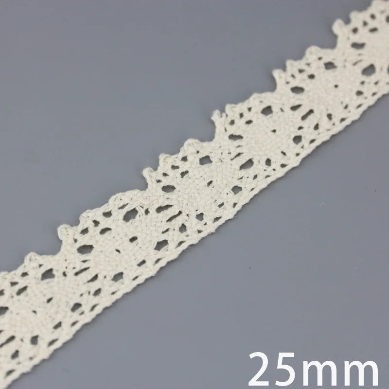 Lace Ribbon Trim, White Beige Cotton Embroidered Ribbon, 5 Meter Sewing Fabric, DIY Craft Materials, Elegant Lace for Gift Wr