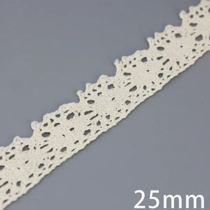 Lace Ribbon Trim, White Beige Cotton Embroidered Ribbon, 5 Meter Sewing Fabric, DIY Craft Materials, Elegant Lace for Gift Wr