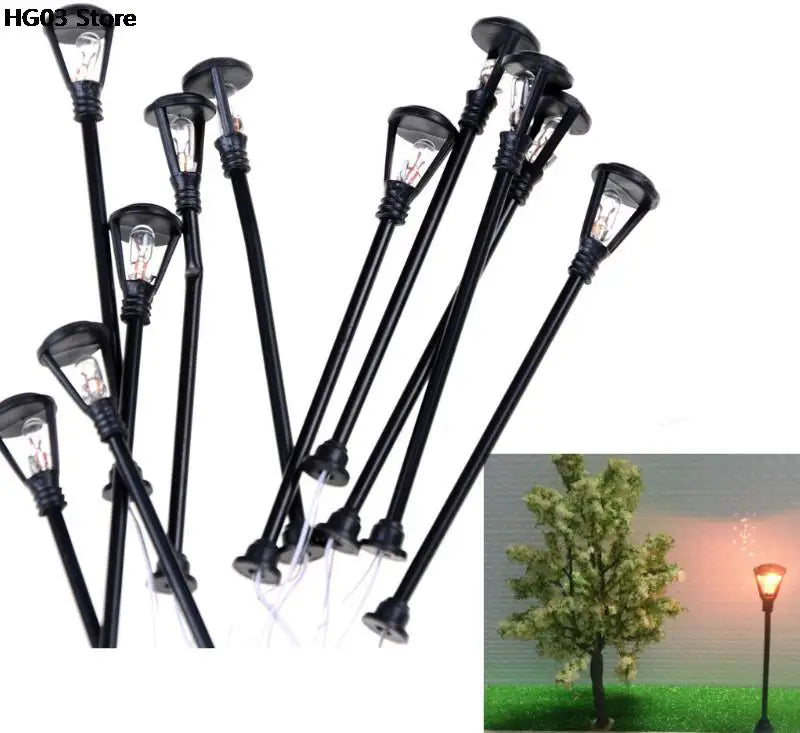 10pcs/set Mini Decor Street Lamp Fairy Garden Miniatures Moss Terrariums Desktop Bottle Garden Resin Crafts Decoration For Ho