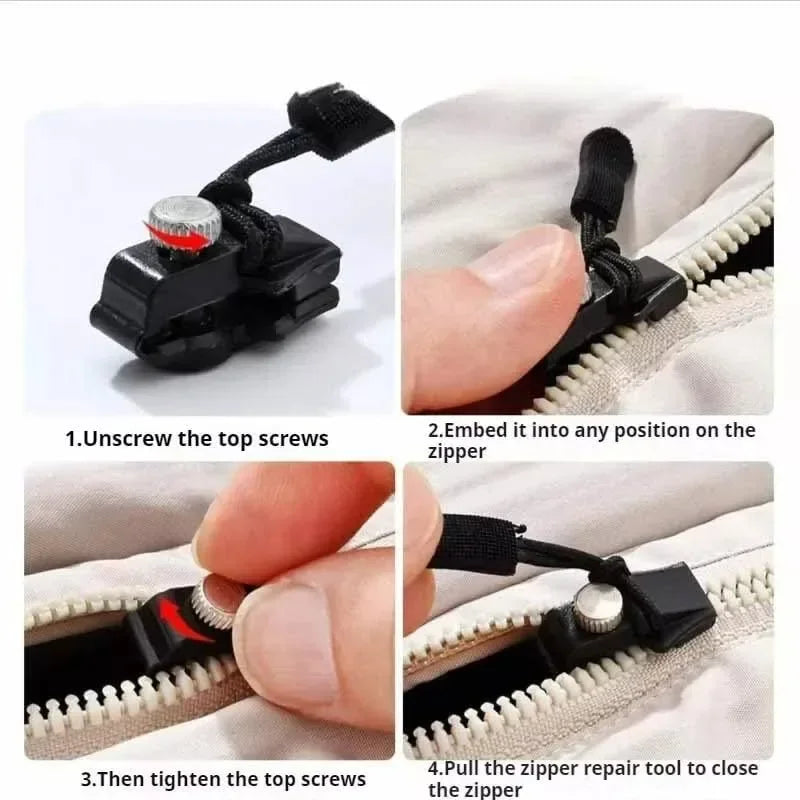 6pcs Fix a Zipper Repair Kit Universal Instant Replacement Zipper Slider 3 Different Sizes DIY Apparel Sewing Supplies