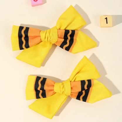 2Pcs Pencil Bow Hair Clips Cute Hairpins Kawaii Back To School Barrette For Girls Children Kids Headdress Headwear Accessorie