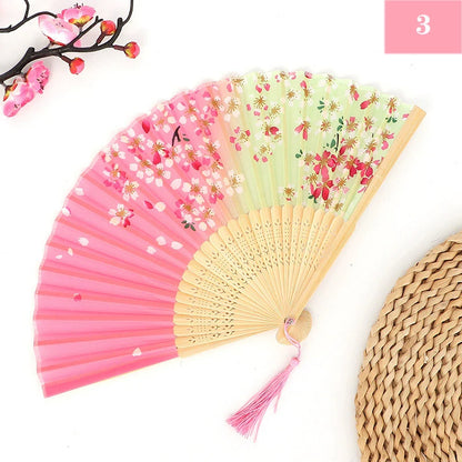Folding Hand Fan Vintage Silk Bamboo Fans Chinese Hand Fans Women Dance Fan Cosplay Wedding Party Props Decor Gift Fan Portab