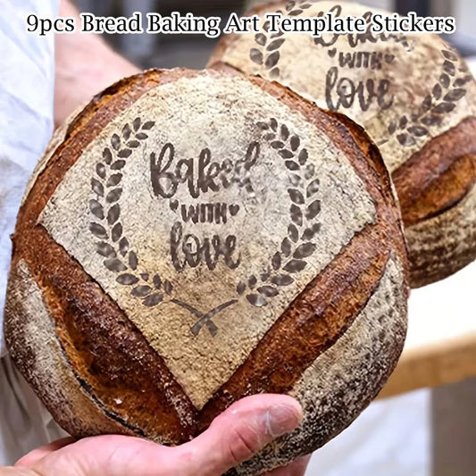9-Piece Reusable Bread Baking Template 5.9 X 5.9 Inches Artistic Decoration Baking Mold for Creative Loaf Shapes