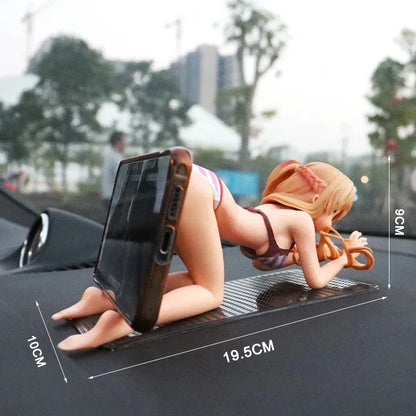 Car Dashboard Decoration Phone Holder Bikini Beach Girl Cartoon Anime Cute Kanako Chest Shaking Ornaments Interior Decor - Wi