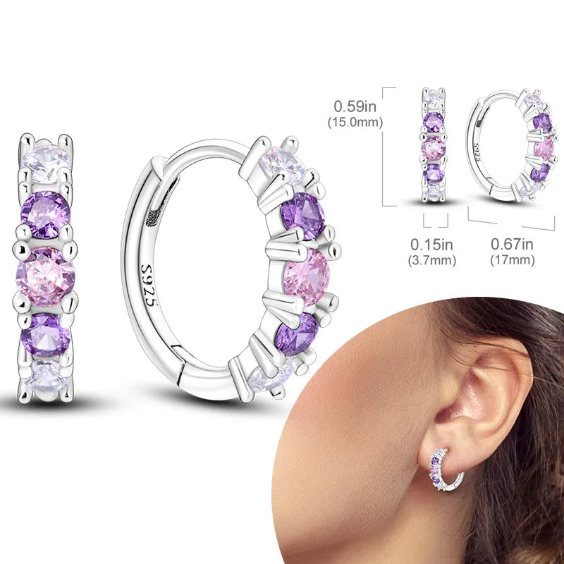 925 Sterling Silver Hoops Earrings Hypoallergenic Hoops Earrings With Zirconia Fashion Jewelry for Women Girls - KTE094