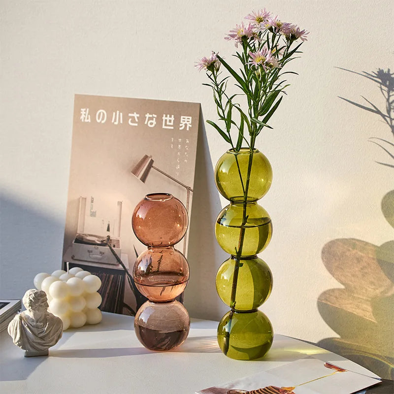 Nordic Glass Vase Home Decor Living Room Decoration Terrarium Flower Vase Plant Pots Decorative Home Accessories Decoration G