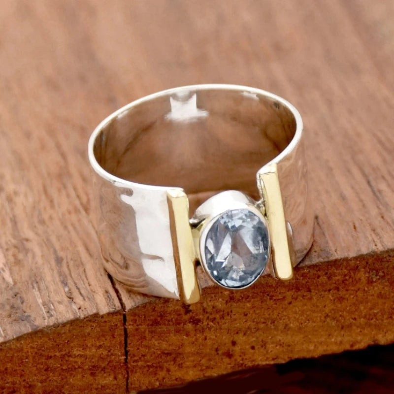 Vintage Trend Setting Zirconia Wide Face Geometric Women's Ring Niche Design Holiday Jewelry Accessories Gifts