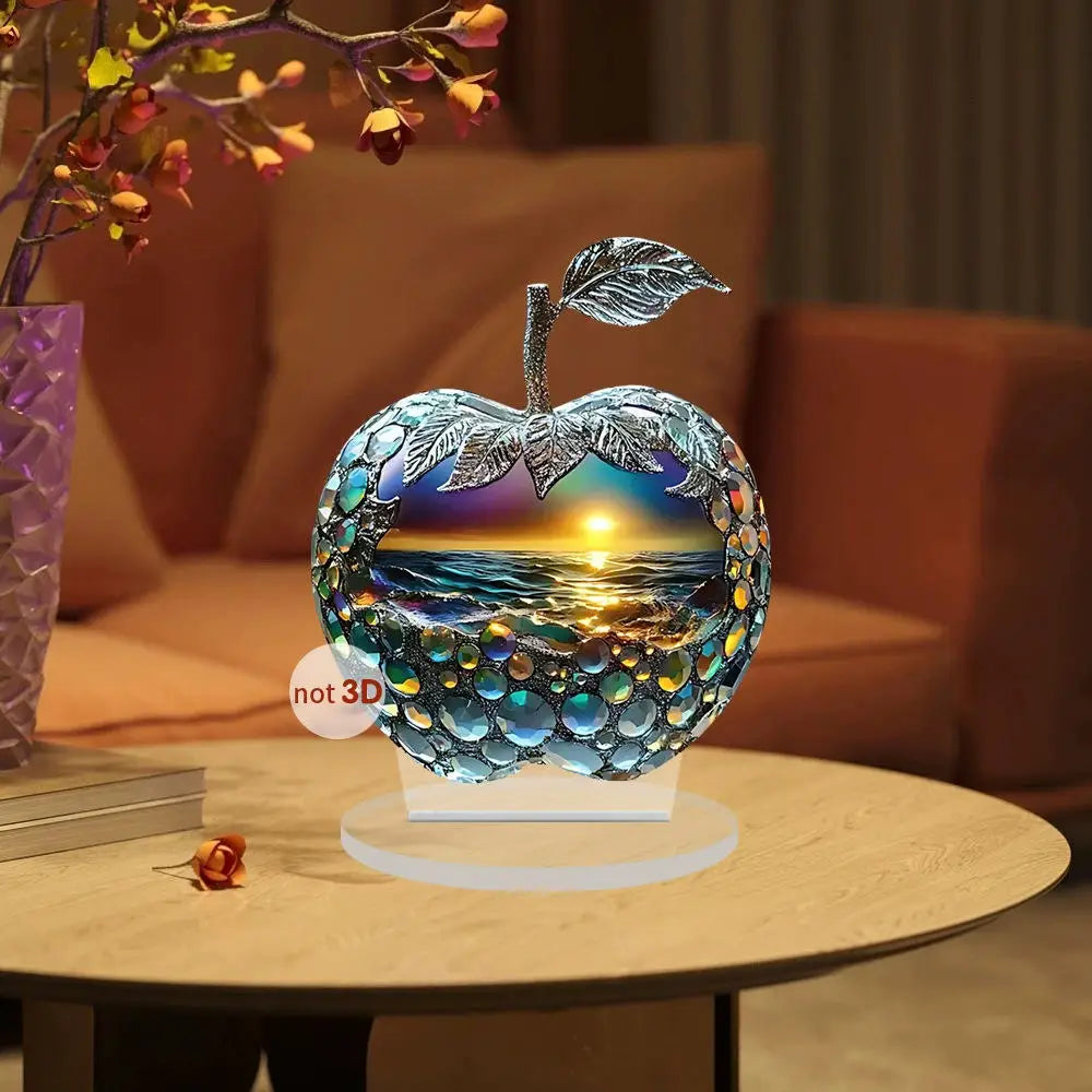 2D Acrylic Apple Landscape Desktop Decoration Ornament Home Living Room Entrance Tabletop Decoration Office Table Ornament