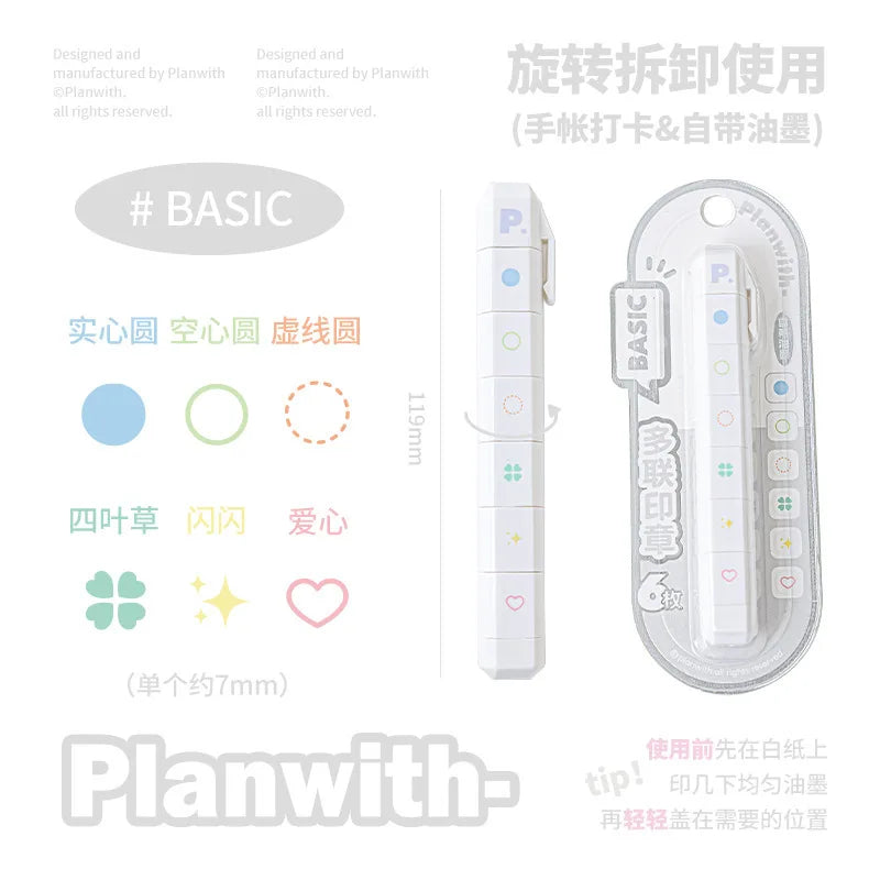 Cute To Do List Journal Stamp Set Pen Shape Detachable Ink Stamps Life Travel Week Heart Planner Diary Decorative Stamp Kid G