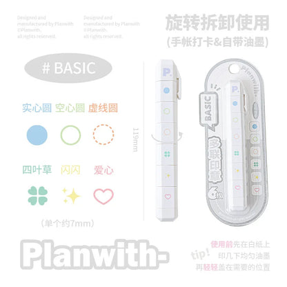 Cute To Do List Journal Stamp Set Pen Shape Detachable Ink Stamps Life Travel Week Heart Planner Diary Decorative Stamp Kid G