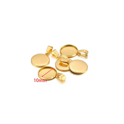 10pcs Stainless Steel 6-30mm Cabochon Cameo Base Settings Round Bezel Blank Tray for DIY Handmade Jewelry Charm Making