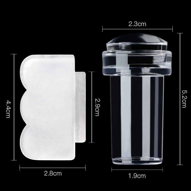Silicone Transparent Nail Art Stamping Kit French For Manicure Plate Stamp Polish Stencil Template Seal Stamper Scraper