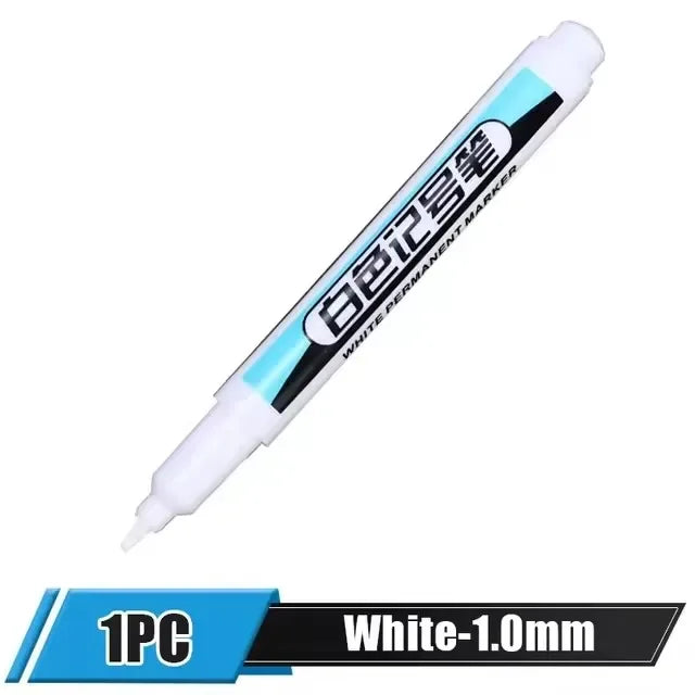 0.7/1.0/2.5MM White Permanent Marker Pens Markers Paint Pen For Wood Plastic Leather Glass Stone Metal Art Painting Supplies 