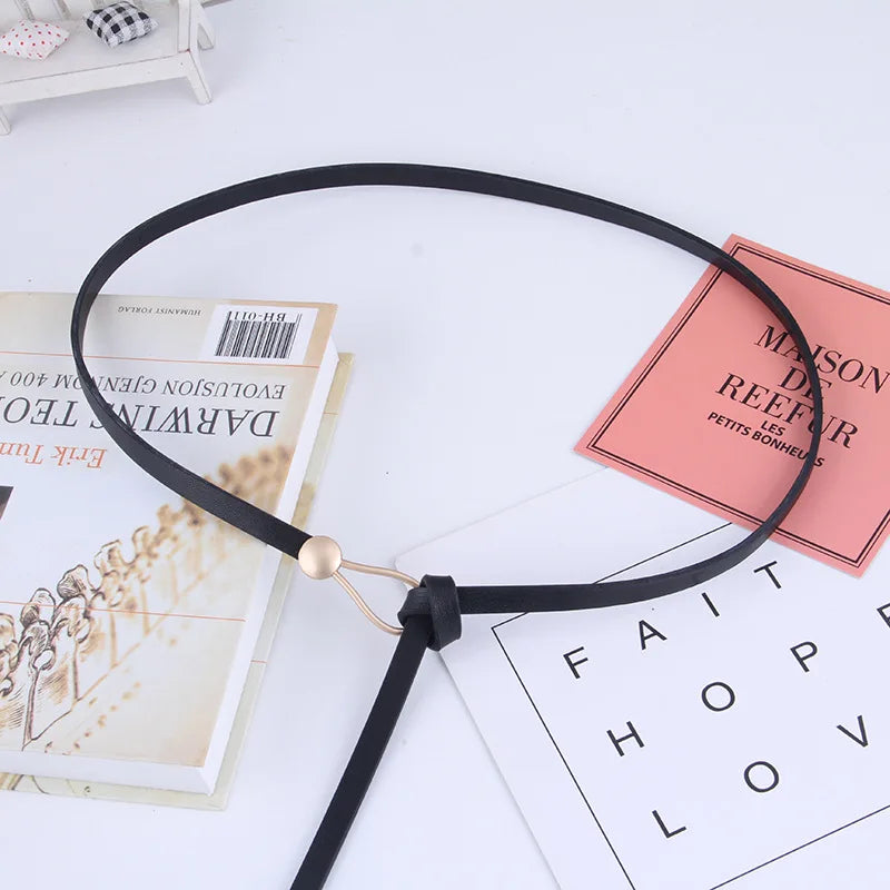 New Fashion Leather Women Belt Designer Metal Buckle Waist Strap All-match Lady Dress Coat Sweater Decorative Knotted Waistba