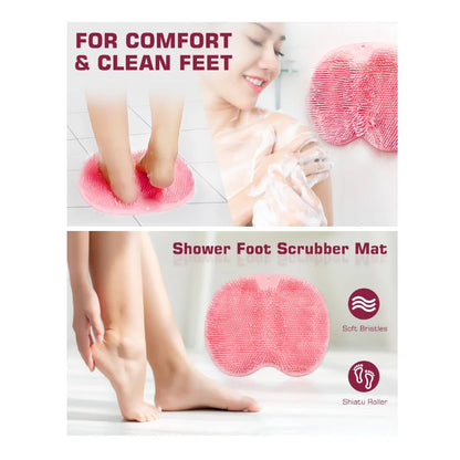 Shower Foot Scrubber Mat Back Washer Exfoliating Bath Wash Pad Wall Mounted Slip Suction Cups for Use in Cleaner Men and Wome