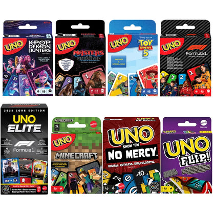 UNO Filp Playing Cards Games, Elite F1, Minecraft, K POP, Toy Story, Hot Wheels, No Mercy, Social Board Table Party Games