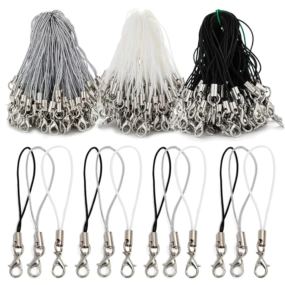 10/20/50Pcs Lobster Clasp Lanyard Strap Cord Mobile Cords Charm Nylon Key Ring Chain For DIY Keyring Jewelry Making Accessori