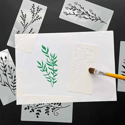 18Pcs/set DIY Flower Painting Stencils, Reusable Plastic Templates for Wood, Fabric, Paper Spray Paint & Graffiti Craft Suppl