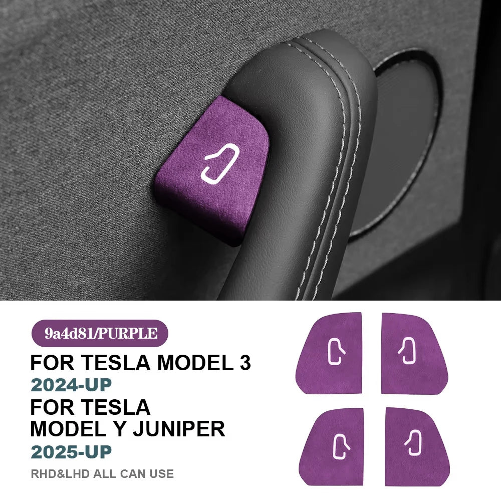 For Tesla Model Y Juniper 2025 Model 3 Highland 25-26 Car Interior Suede Door Button Trim Stickers Patch Trim Cover Accessori