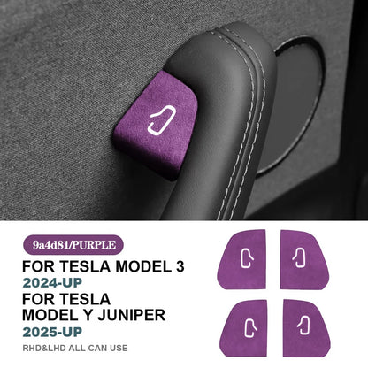For Tesla Model Y Juniper 2025 Model 3 Highland 25-26 Car Interior Suede Door Button Trim Stickers Patch Trim Cover Accessori