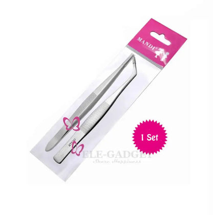Stainless Steel Tweezers Grip Small Things For Makeup Eyebow Cut First Aid Kits Supplies Hand Craft Phone Repairing - 1-Set
