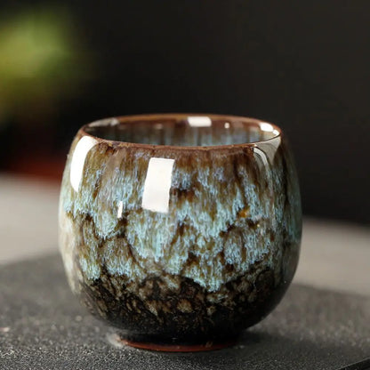 Japanese Style Ceramic Tea Cup Kiln Transformation Espresso Cup Porcelain Kung Fu Teacup Pottery Coffee Mug Wine Drinkware