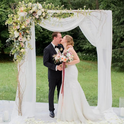 75cm X 6M White Wedding Tulle Arch Draping Fabric Backdrop 28.7" X 20FT Sheer Drapes Fabric for Wedding Ceremony Birthday Par
