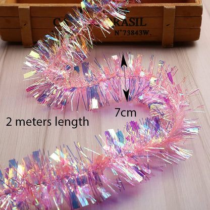 2m Gorgeous Colorful Foil Madder Christmas Tree Garland Birthday Party Wedding Decor Thanksgiving Home Decoration Supplies