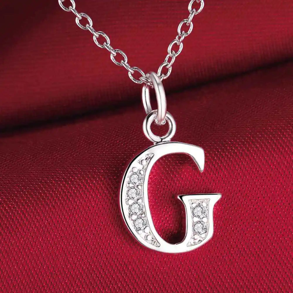 26 Letters 925 Sterling Silver Necklace Pendant Zircon For Women Exquisite Student Girlfriend Jewelry Accessories Wedding Gif