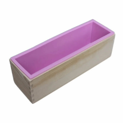 1200ml Silicone Soap Mold Wooden Box Reusable Soap Making Mold Rectangular Shape DIY Handmade Rectangle Soap Mold - Pink