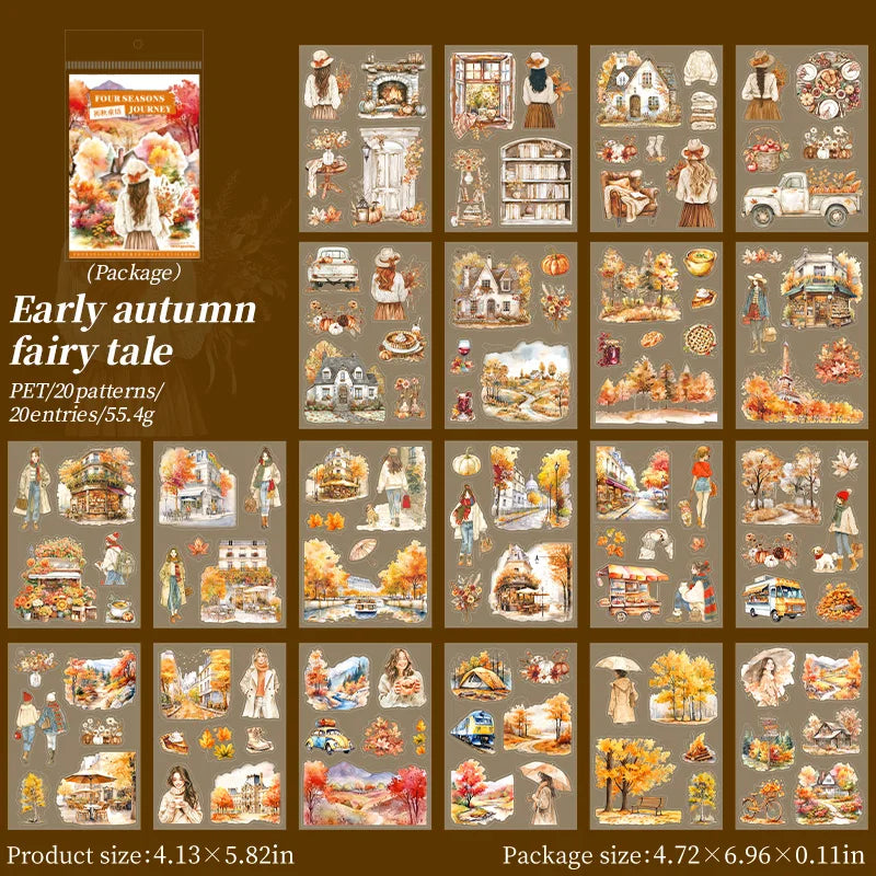 20 Sheets PET Die cut Stickers book Four Seasons Scenery Decorative handmade Scrapbooking Material Diary Album Craft Supplies